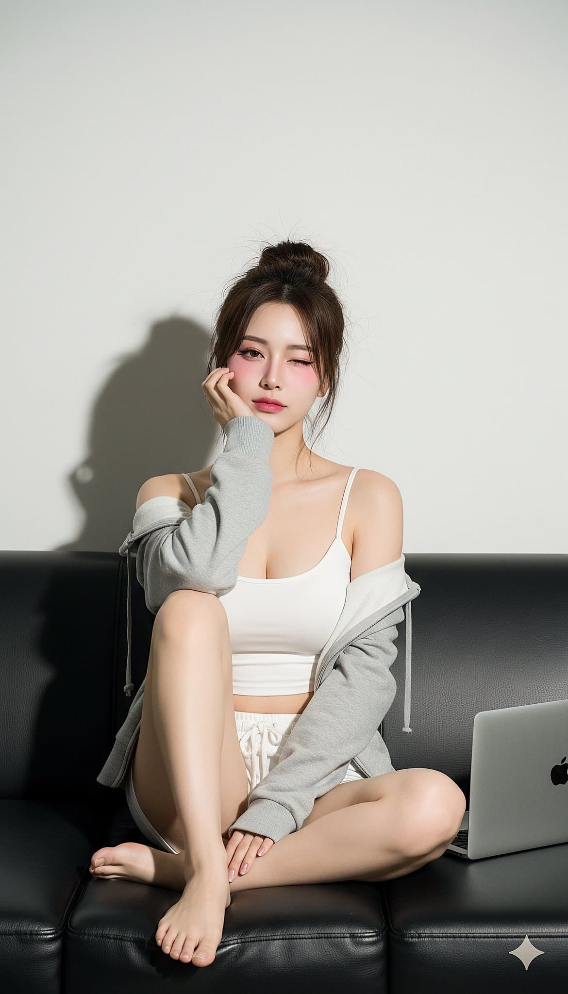 Gadis Duduk di Sofa