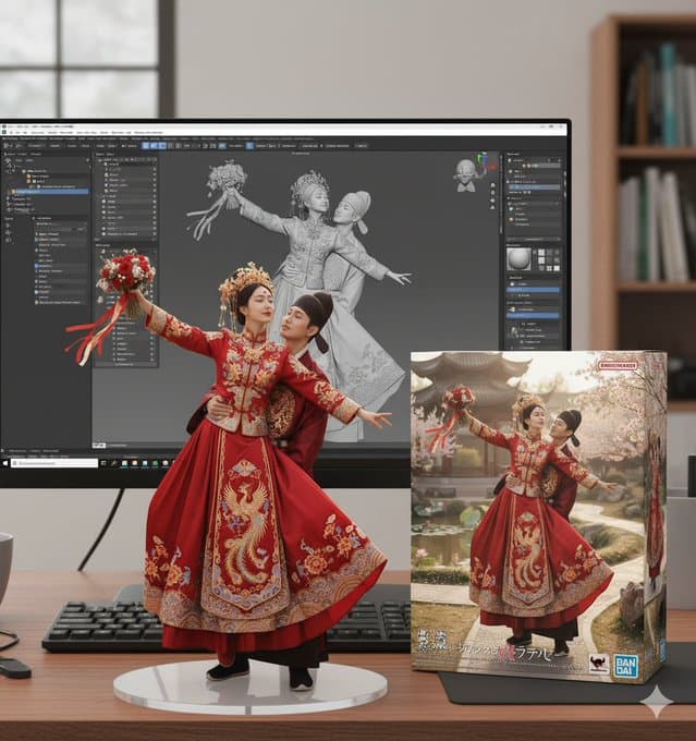 Figurine - Présentation de modélisation ZBrush et boîte d’emballage style Bandai