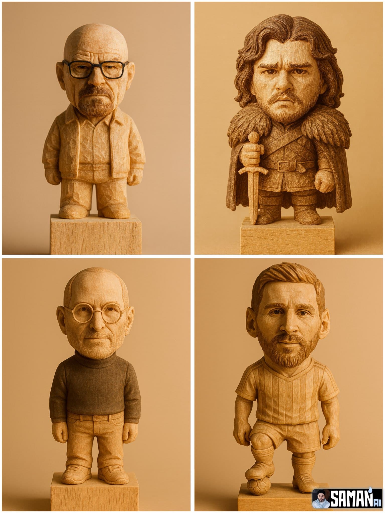 Figurine de sculpture sur bois version Q