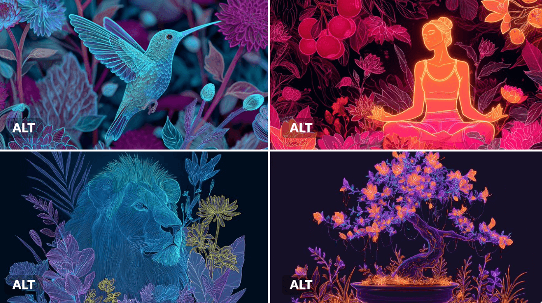 Neon Floral Harmony Illustration