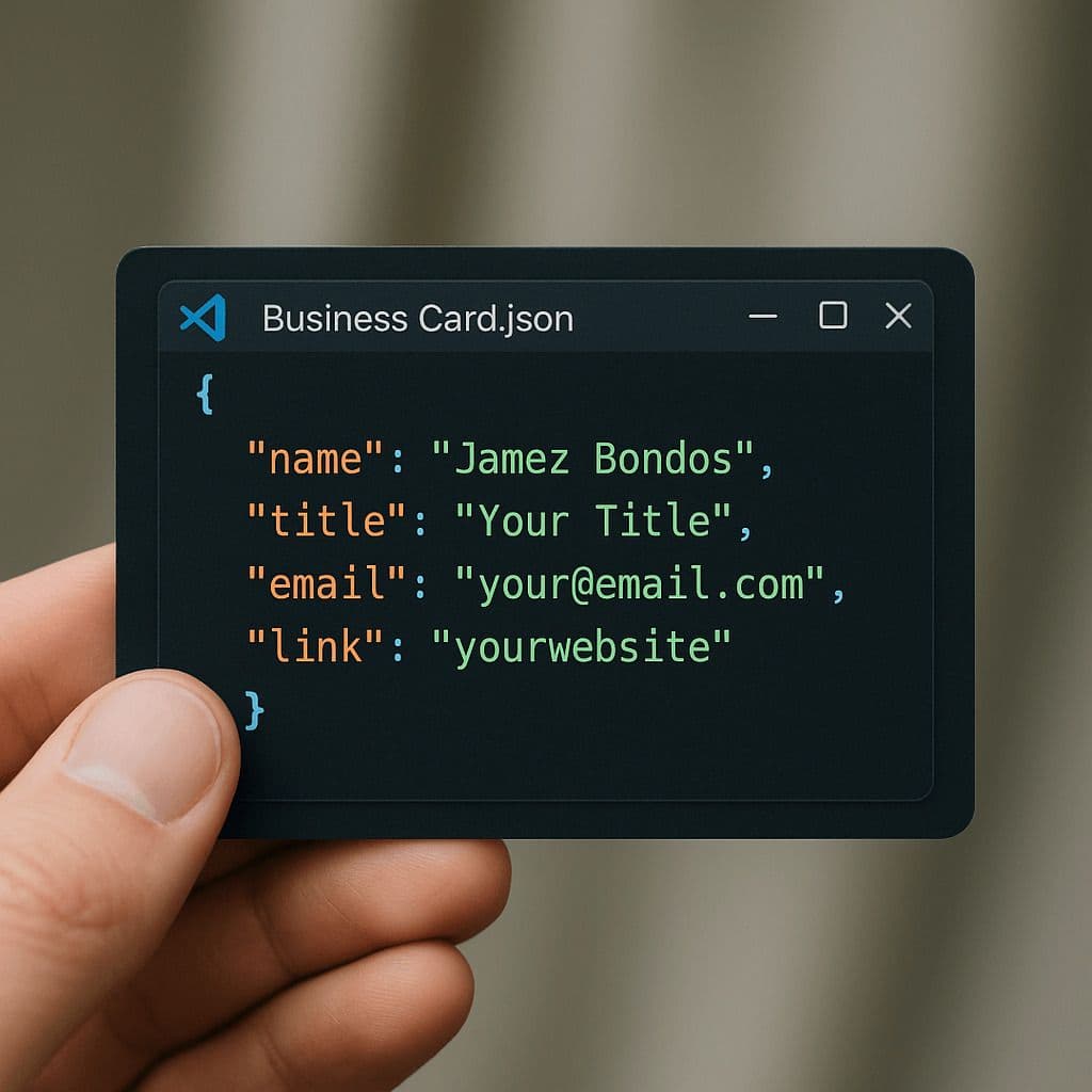 Code-Style Business Card — Generated result